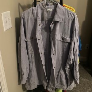 Lilac roll up sleeve tab shacket